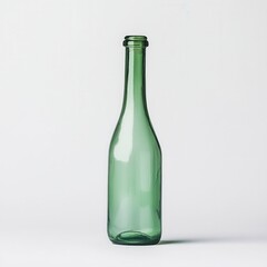 Green glass bottle studio shot, white background