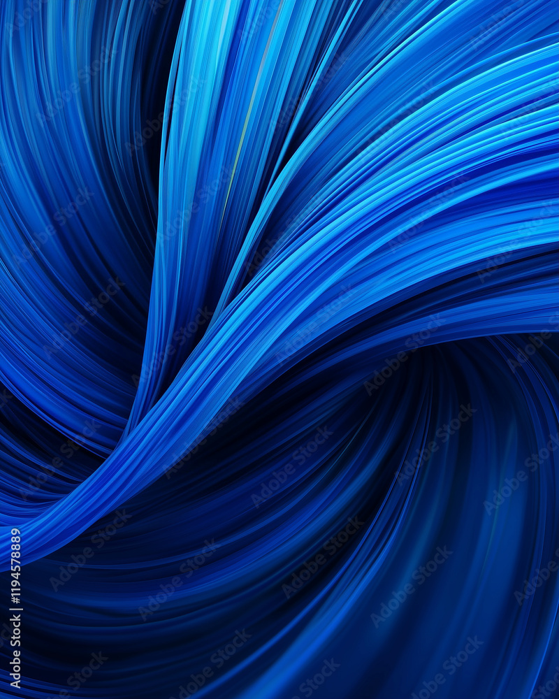 Poster abstract blue swirls with flowing design and smooth textures on dark background