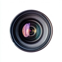 Camera lens, close-up, isolated, white background, photography