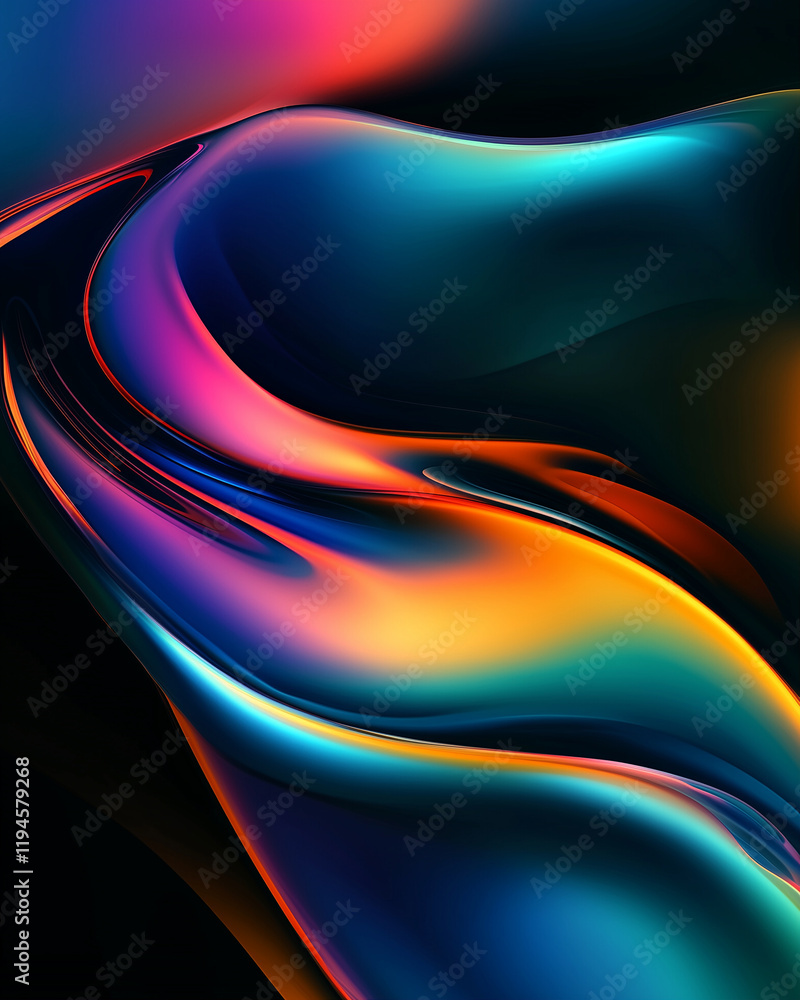 Poster abstract waves flowing with colorful design and vibrant background