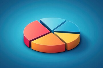 Fototapeta premium Colorful 3D Pie Chart Representation on Vibrant Background for Data Visualization and Analysis in Business Reports and Presentations
