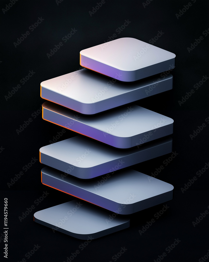 Poster stack of layers in graphic design showcase with modern style and depth