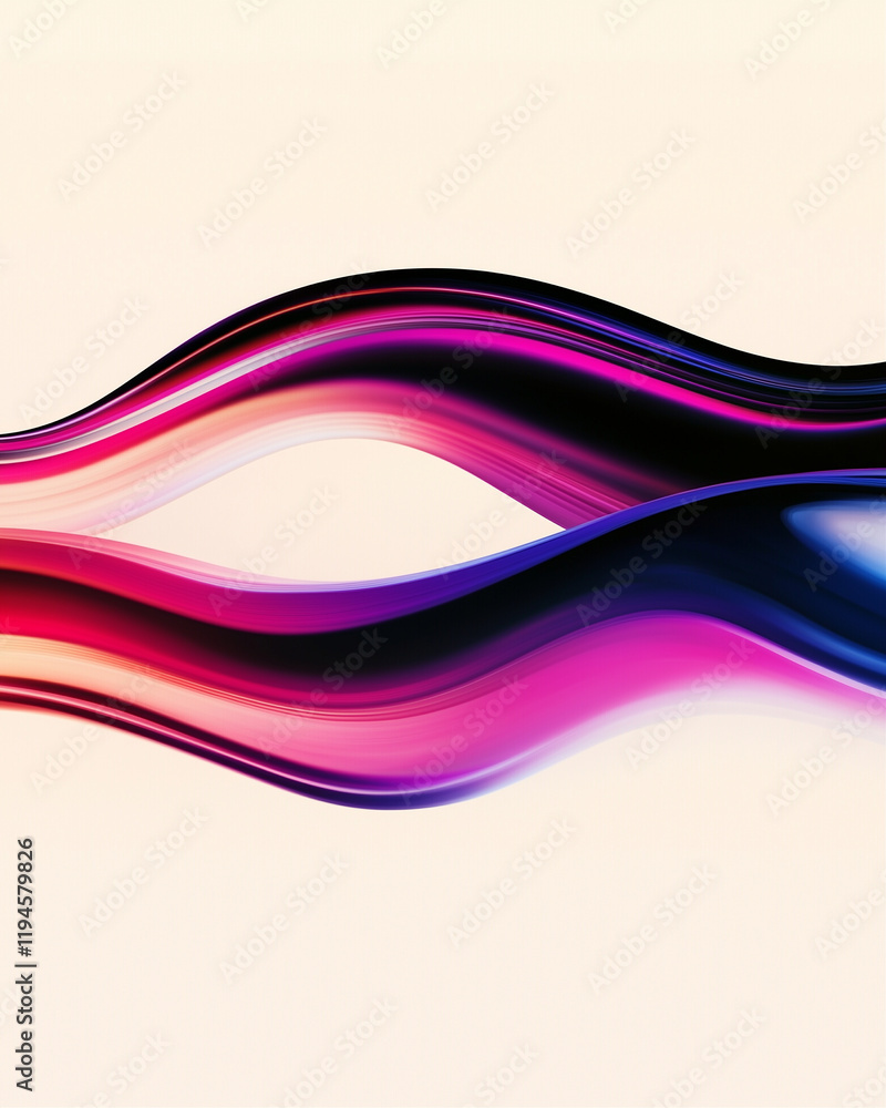 Poster abstract waves in vibrant colors flowing smoothly over a light background