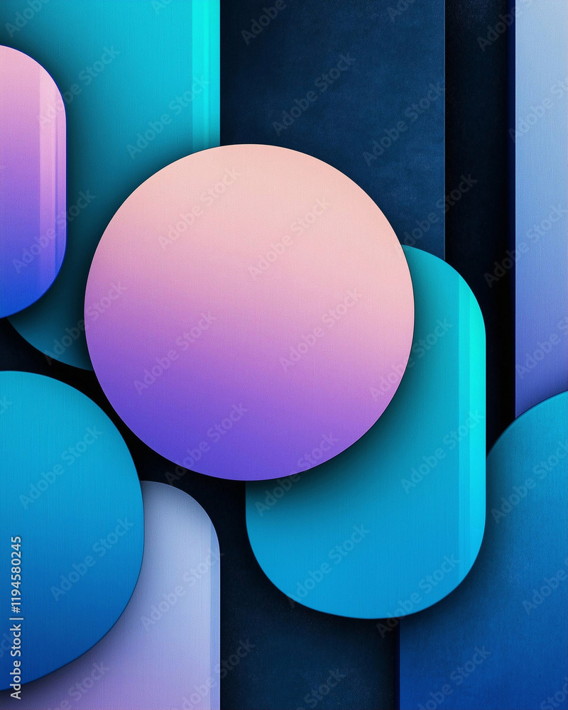 Poster geometric shapes in abstract design with graphic background in vibrant colors