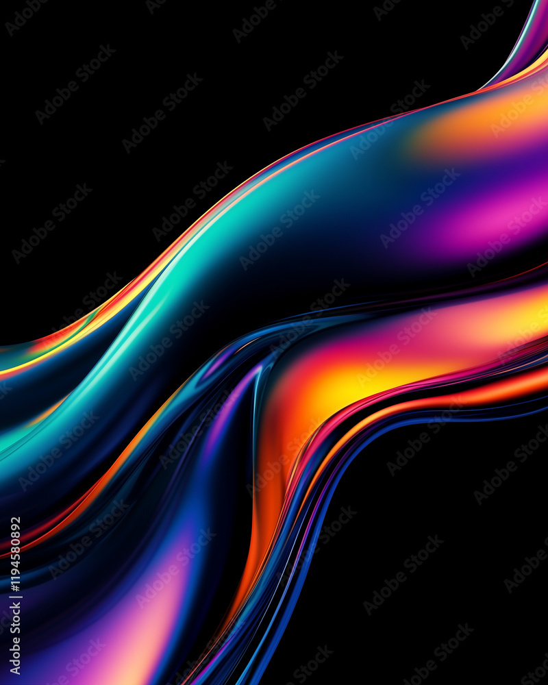 Poster abstract design colorful background with vivid swirling waves and dynamic fluid patterns