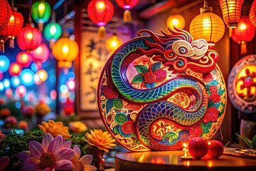 Fototapeta premium Happy Chinese New Year 2025: Year of the Snake - Intricate Paper Cut Design