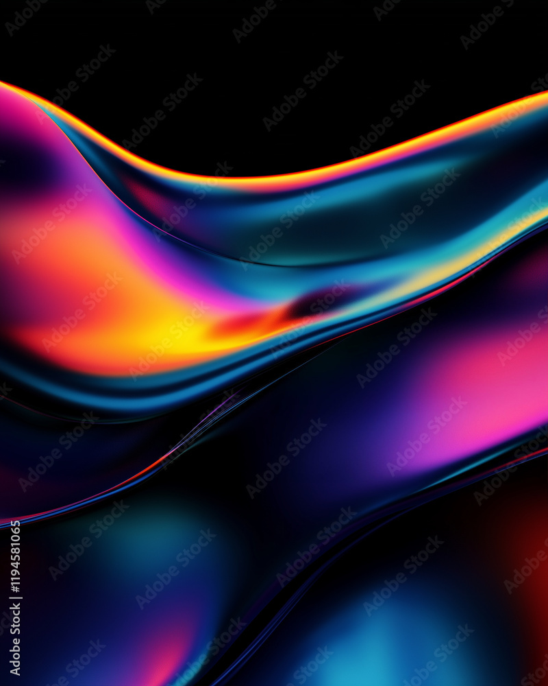 Poster abstract waves in vibrant colors creating a dynamic background with smooth gradients and modern desi