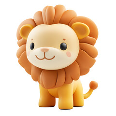 Obraz premium Cute 3D cartoon style of Lion isolated on transparent background