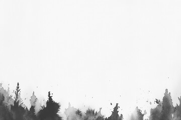 Abstract Watercolor Wash Forest Landscape Painting