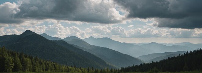 mountains with a few trees and a few clouds in the sky