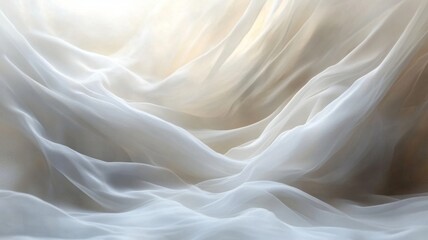 Obraz premium Elegant Draped White Sheer Fabric Texture