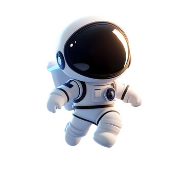3D cartoon style of astronaut isolated on transparent background
