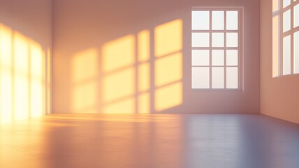 Obraz premium Sunrise Illuminates Empty Room: Minimalist Interior Design