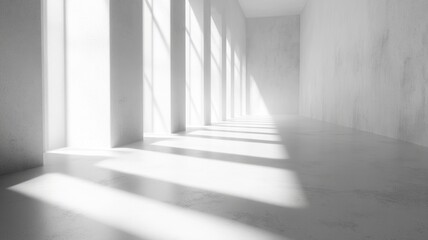 Fototapeta premium Sunlit Minimalist Concrete Corridor Interior