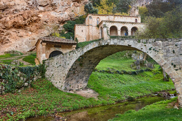 Fototapeta premium Picturesque scenic medieval village in Burgos. Castilla y Leon. Spain