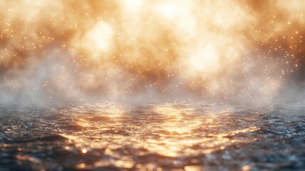 Golden Hour Reflections: A Dramatic Misty Water Scene