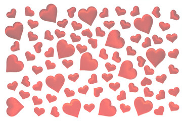 Red hearts on a white background. Isolated on white. Background for a postcard
