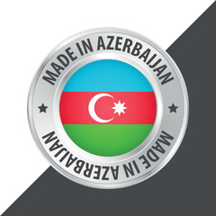 Made in Azerbaijan badge logo flag sticker 3d vector illustration isolated on white