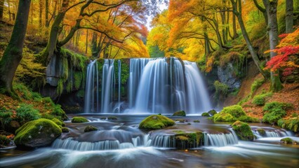 Serene Autumn Waterfall in Oirase Stream, japan landscape, scenic vistas,  japan landscape