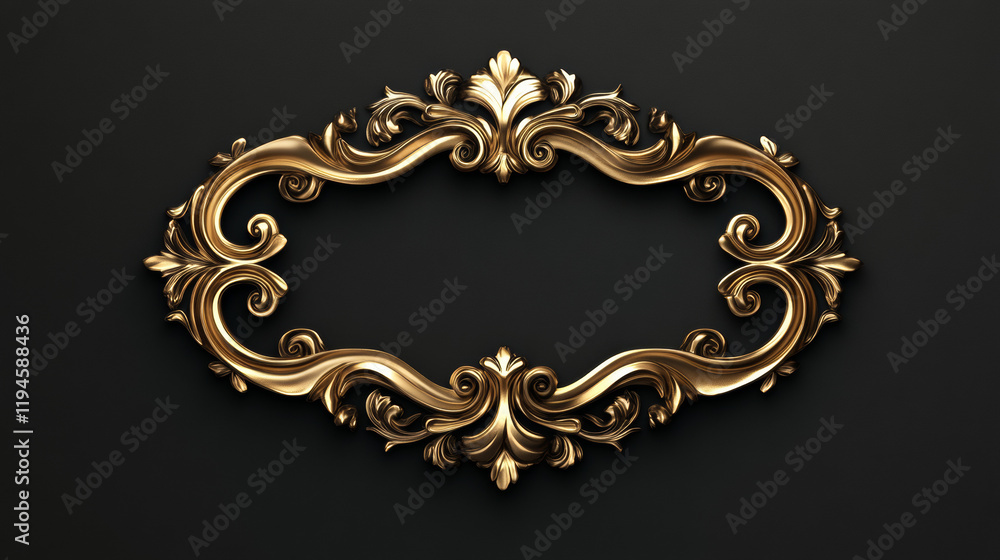 Poster big set golden frame with button text in medieval style isolated black background. game element in l