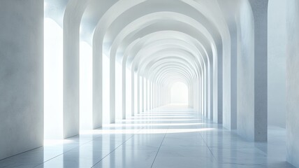 Obraz premium White Archway Corridor, Light, Interior, Design, Abstract