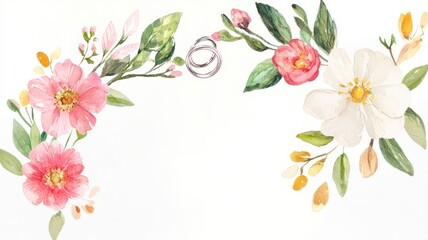 Elegant Floral Wedding Rings Display Studio Photography Bright Close-Up Romantic Aesthetic