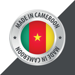 Made in Cameroon badge logo flag sticker 3d vector illustration isolated on white
