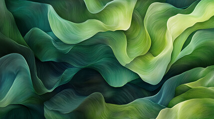 Abstract Green and Yellow Wavy Texture With Artistic Flowing Patterns