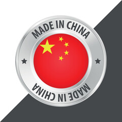 Made in China badge logo flag sticker 3d vector illustration isolated on white