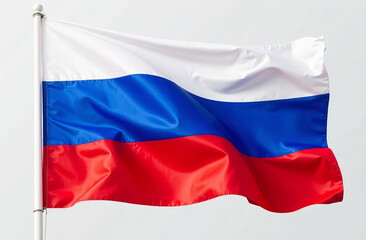 Naklejka premium The flag of the Russian Federation, silk, flutters in the wind.