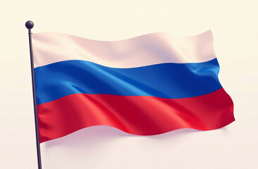 Naklejka premium The flag of the Russian Federation, silk, flutters in the wind.