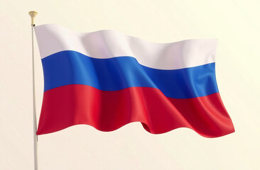 Fototapeta premium The flag of the Russian Federation, silk, flutters in the wind.