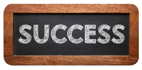 Success: A Powerful Motivational Concept on a Blackboard transparent background