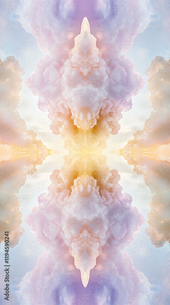 Aufkleber a dreamy cloudscape with colorful soft clouds blending pastel hues of pink purple and yellow symmetr