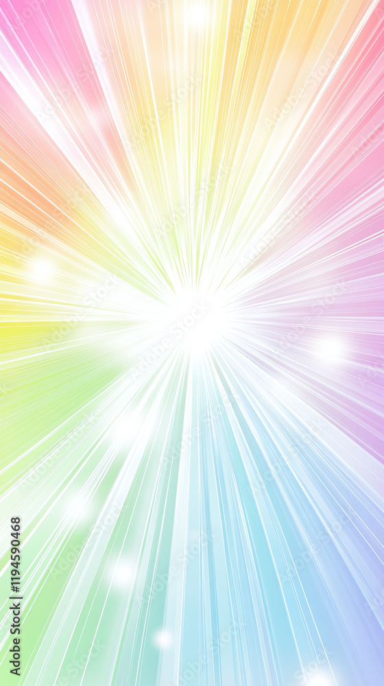 Poster a dynamic light burst effect glowing lines radiating from the center in vibrant colors balanced comp