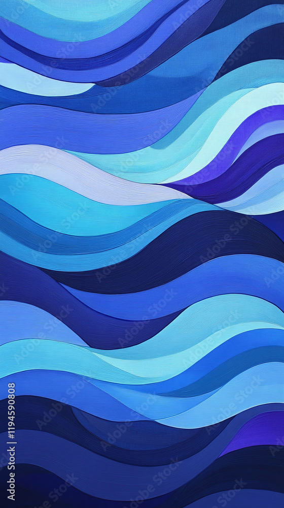 Poster a flowing wave pattern in rich blues and purples smooth and abstract dynamic balance for both vertic