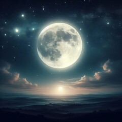 Fototapeta premium The twilight evening moon