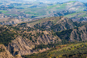 badlands sceneries inside the badlands national park, Matera province, italy