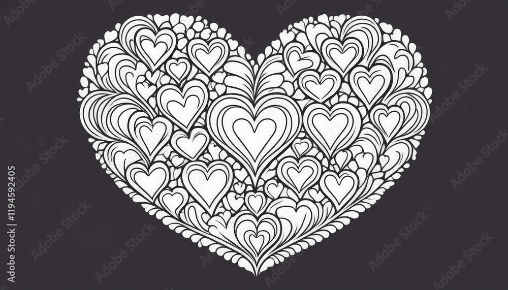 Poster firefly heart design created with numerous small hearts symbolizing unity and deep love