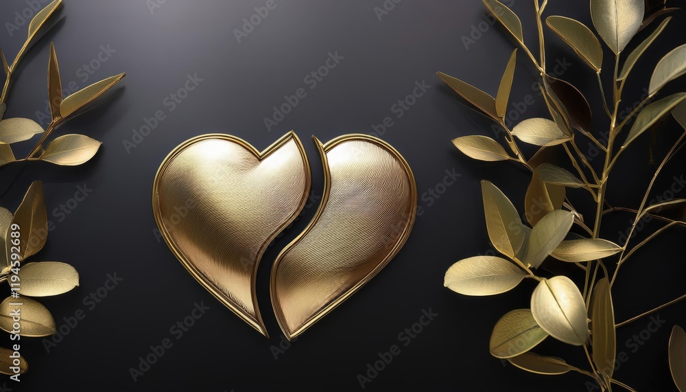 Poster symbol of two halves of a heart searching for one another