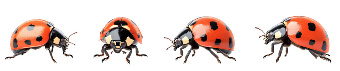 Ladybugs Collection Isolated on White Background