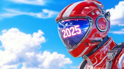 Fototapeta premium A photostock of a futuristic astronaut walking on an alien planet with glowing 