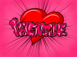 Valentine background, 3d illustration of love, valentine text, Hand lettering, calligraphy, pop art