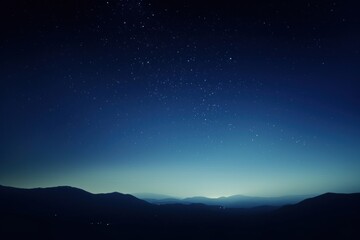 Night sky stars mountains landscape.