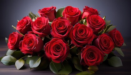 Obraz premium Beautiful bouquet of red roses symbolizing love and passion for special occasions