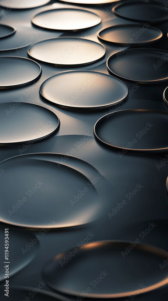 Poster a minimalistic grid of glowing circles on a dark background clean design and sharp details for seaml