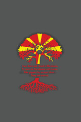 Macedonian roots and symbolism: a tree with the Macedonian  flag, embodying national pride and love for nature