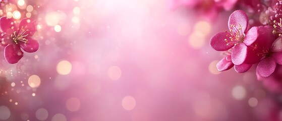 Fototapeta premium Pink blossom flowers on soft background.