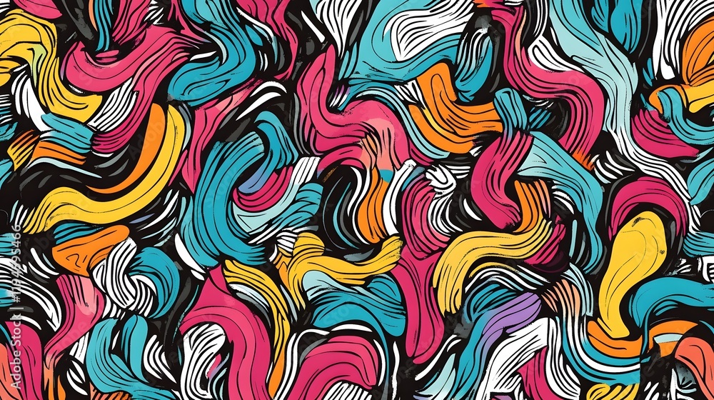 Aufkleber abstract colorful swirling lines pattern design