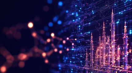 Obraz premium A futuristic oil refinery with advanced technology and holographic displays, symbolizing the evolution of global crude oil processing